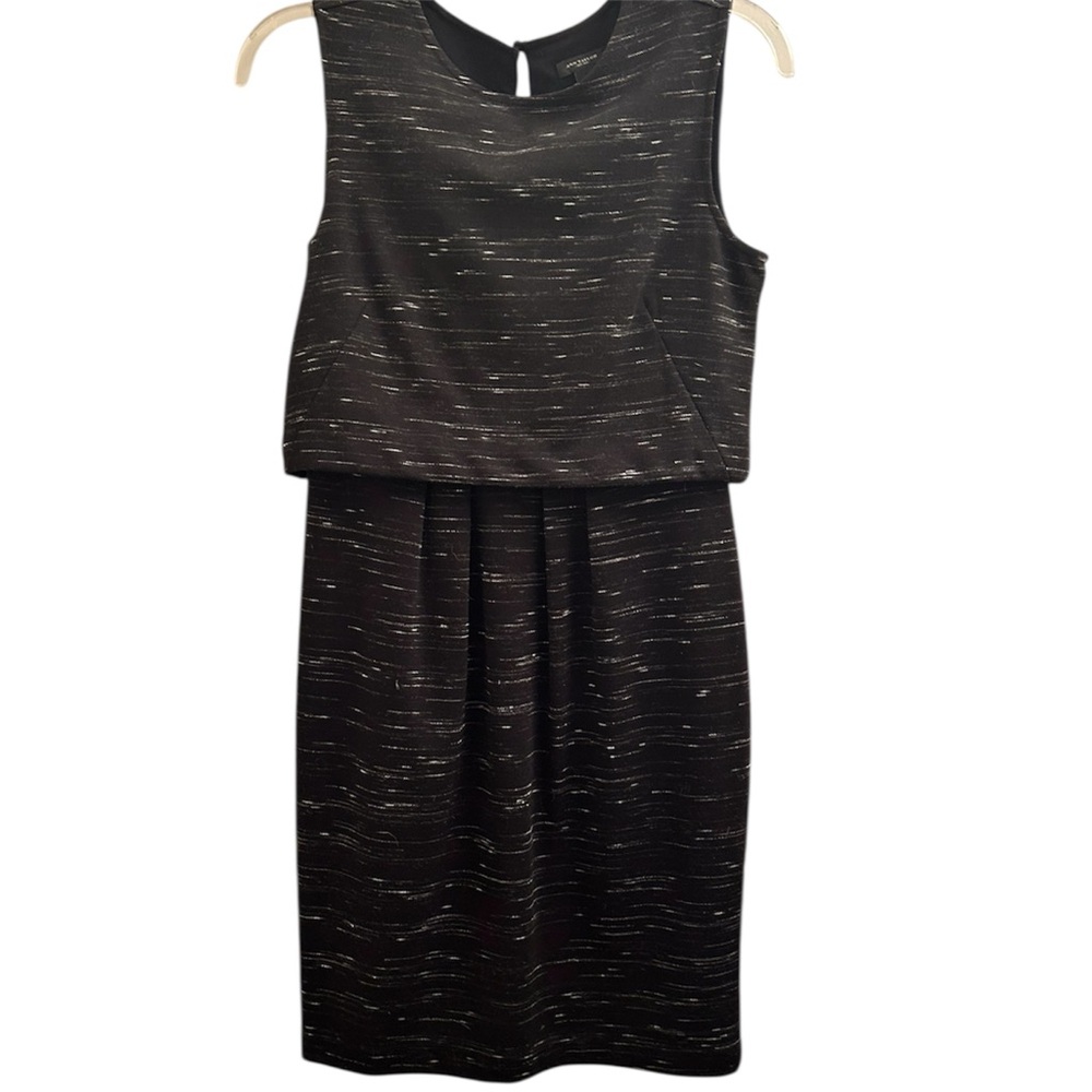 ANN TAYLOR Sleeveless Dress Black with White Print Size 2